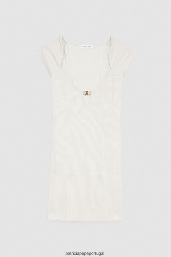 Patrizia Pepe mulheres minivestido em malha canelada linho branco vestuário TX086V211