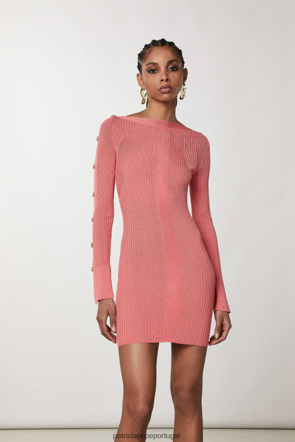 Patrizia Pepe mulheres minivestido em malha canelada pêssego suculento vestuário TX086V505