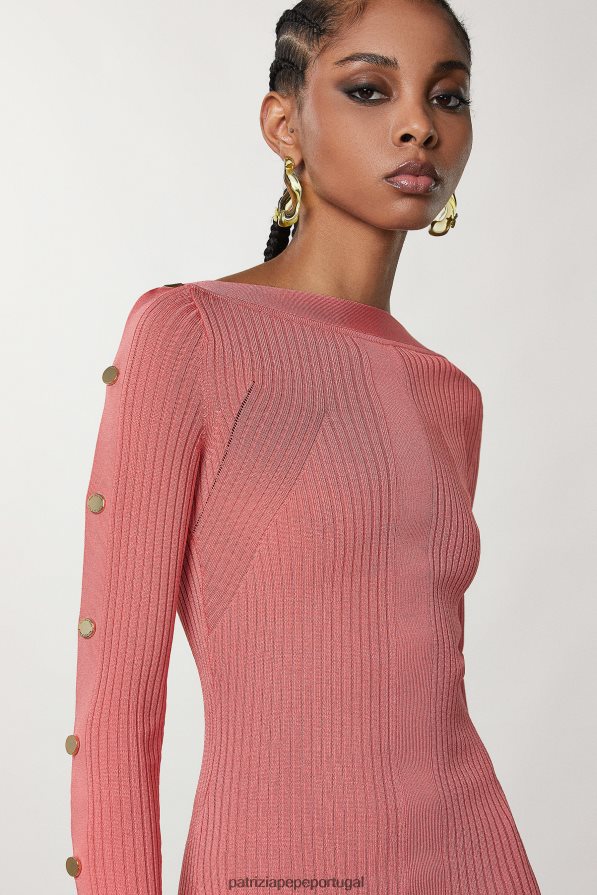 Patrizia Pepe mulheres minivestido em malha canelada pêssego suculento vestuário TX086V505