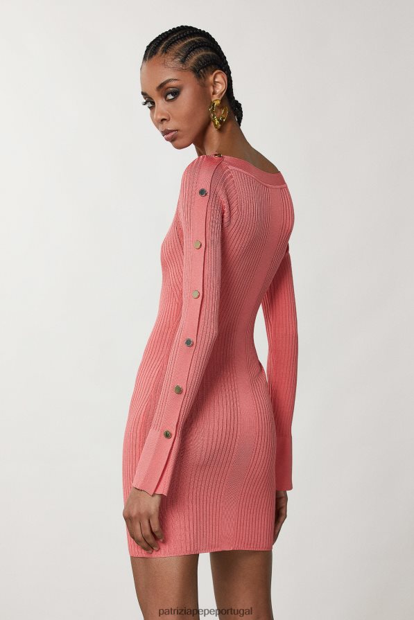 Patrizia Pepe mulheres minivestido em malha canelada pêssego suculento vestuário TX086V505