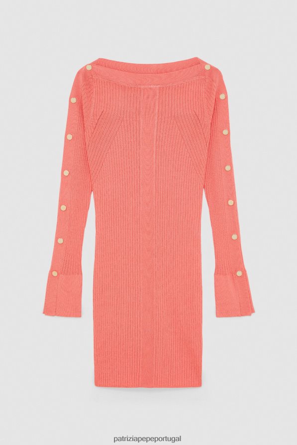 Patrizia Pepe mulheres minivestido em malha canelada pêssego suculento vestuário TX086V505