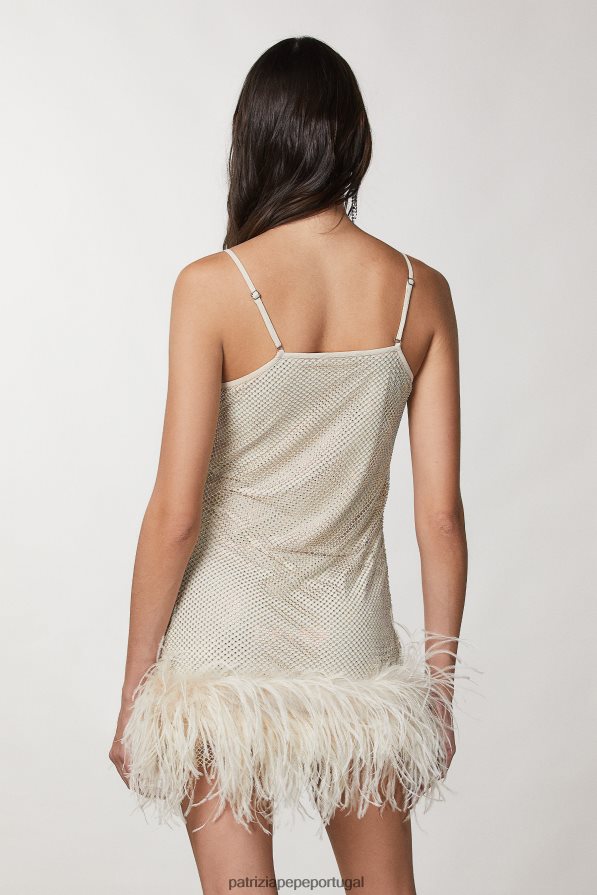 Patrizia Pepe mulheres minivestido em malha com strass martíni bege vestuário TX086V274