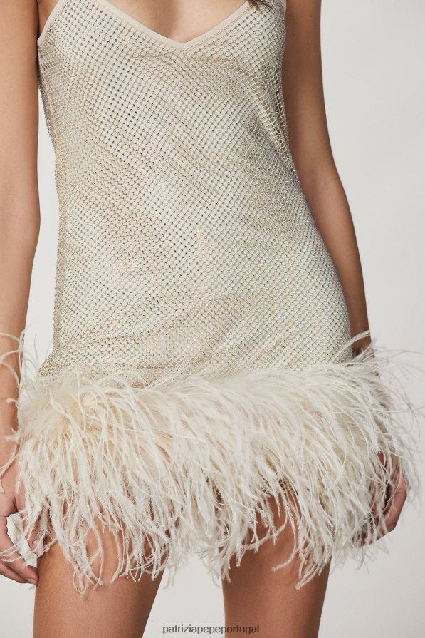 Patrizia Pepe mulheres minivestido em malha com strass martíni bege vestuário TX086V274