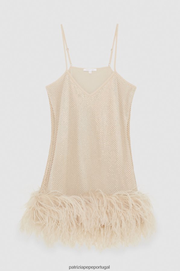 Patrizia Pepe mulheres minivestido em malha com strass martíni bege vestuário TX086V274