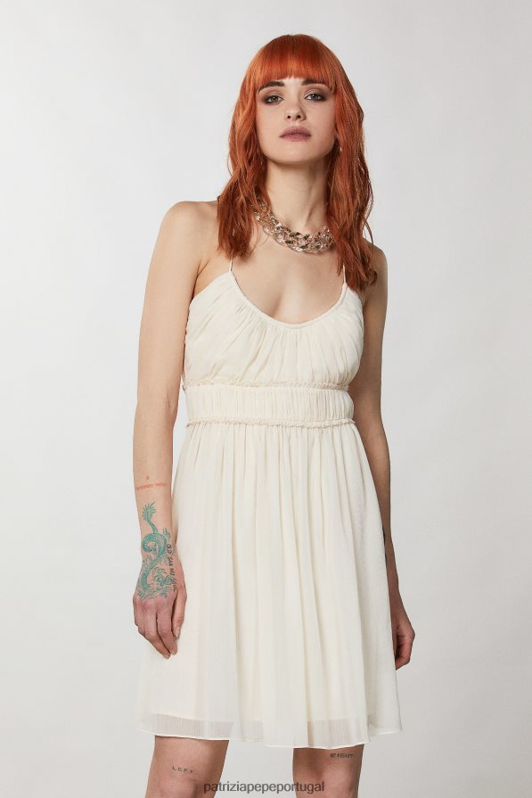 Patrizia Pepe mulheres minivestido plissado linho branco vestuário TX086V212