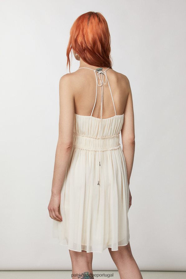 Patrizia Pepe mulheres minivestido plissado linho branco vestuário TX086V212