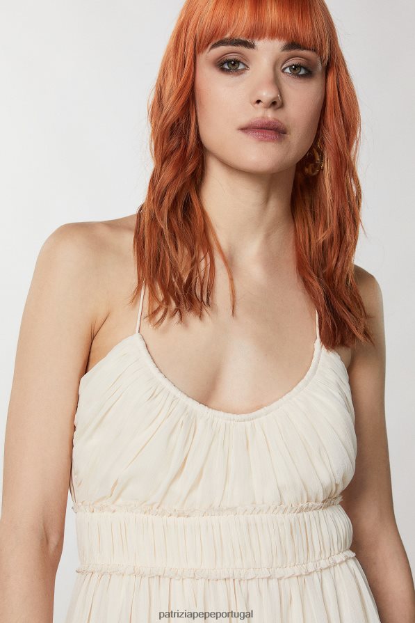 Patrizia Pepe mulheres minivestido plissado linho branco vestuário TX086V212