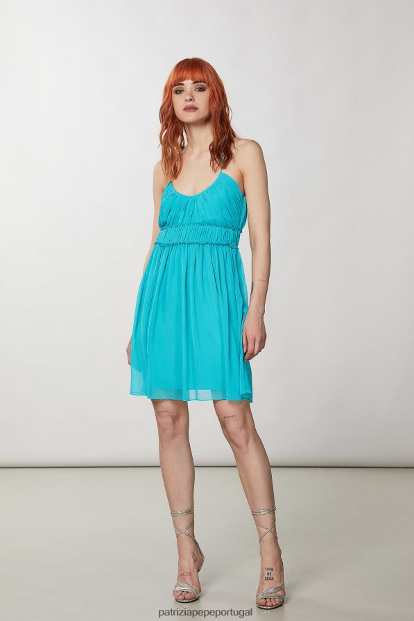 Patrizia Pepe mulheres minivestido plissado verde água vestuário TX086V210