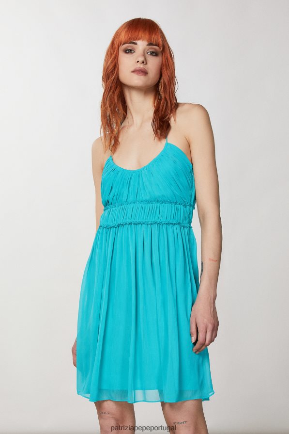 Patrizia Pepe mulheres minivestido plissado verde água vestuário TX086V210