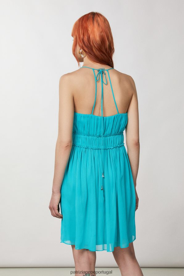 Patrizia Pepe mulheres minivestido plissado verde água vestuário TX086V210