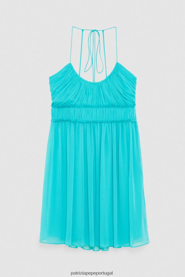 Patrizia Pepe mulheres minivestido plissado verde água vestuário TX086V210