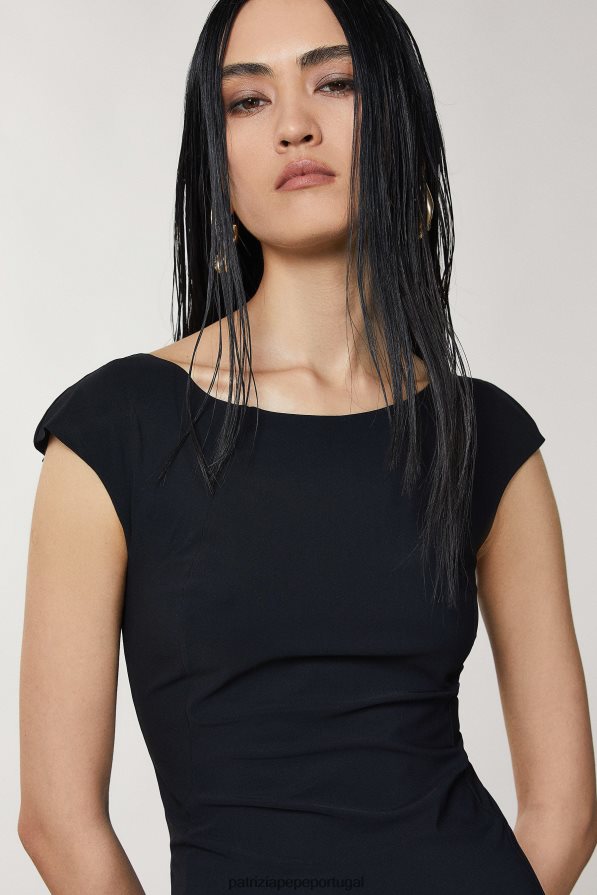 Patrizia Pepe mulheres vestido curto com bainha Nero vestuário TX086V698