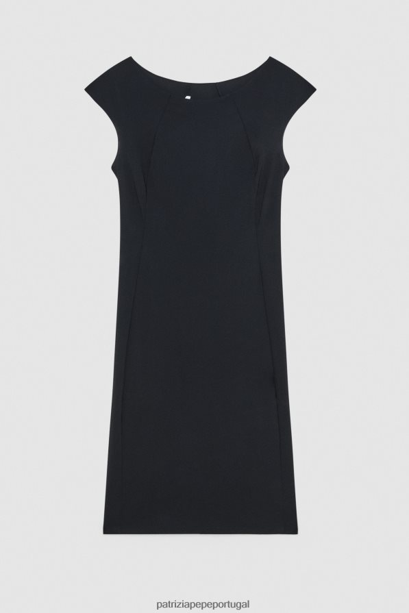 Patrizia Pepe mulheres vestido curto com bainha Nero vestuário TX086V698