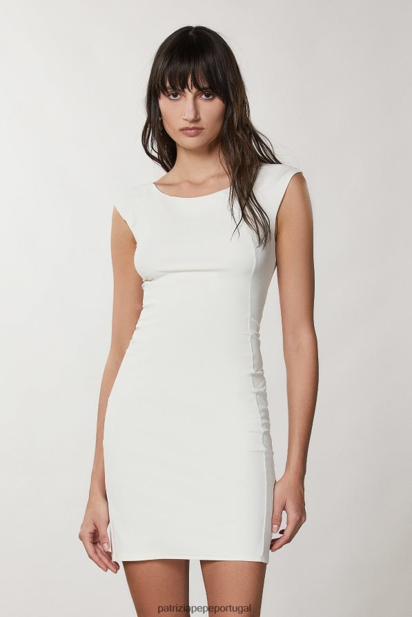 Patrizia Pepe mulheres vestido curto com bainha linho branco vestuário TX086V69