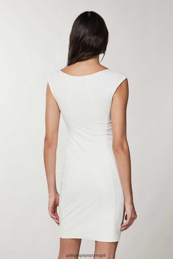 Patrizia Pepe mulheres vestido curto com bainha linho branco vestuário TX086V69