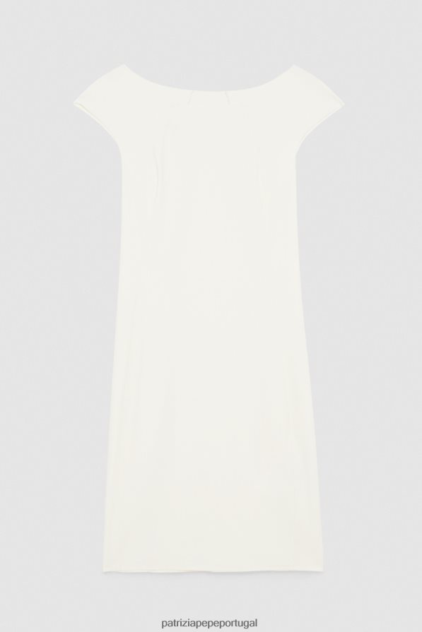 Patrizia Pepe mulheres vestido curto com bainha linho branco vestuário TX086V69