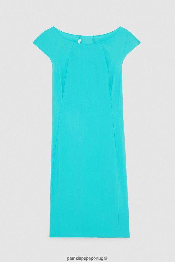 Patrizia Pepe mulheres vestido curto com bainha verde água vestuário TX086V206