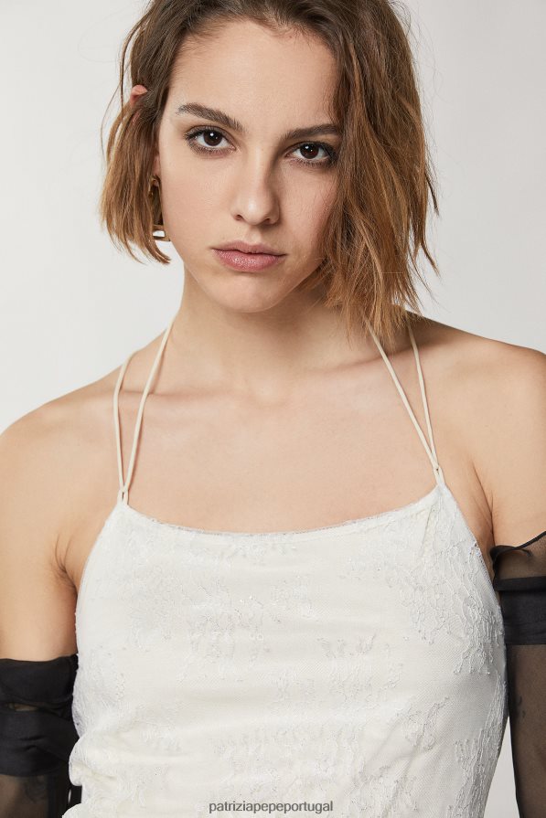 Patrizia Pepe mulheres vestido curto de renda renda prateada vestuário TX086V213