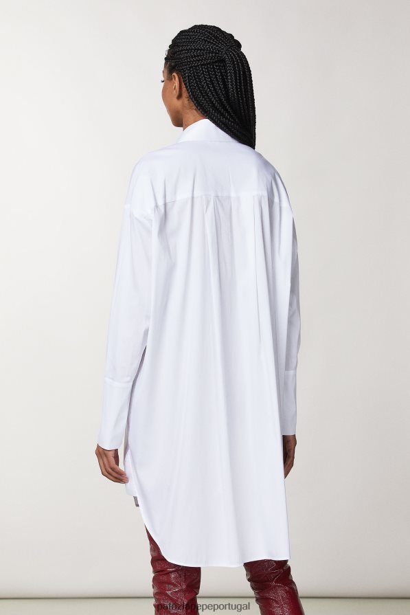 Patrizia Pepe mulheres vestido de camisa branco ótico vestuário TX086V52