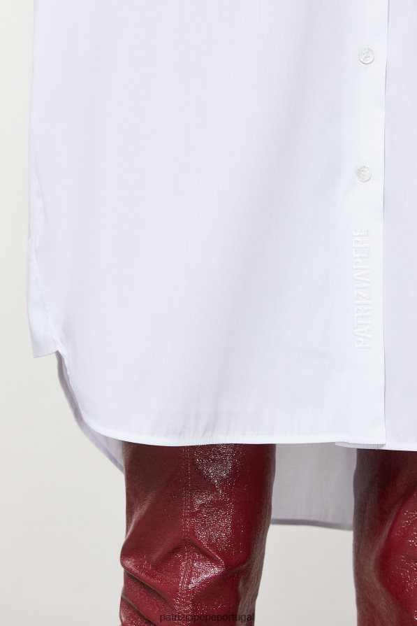 Patrizia Pepe mulheres vestido de camisa branco ótico vestuário TX086V52