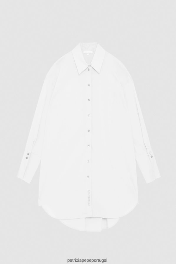 Patrizia Pepe mulheres vestido de camisa branco ótico vestuário TX086V52