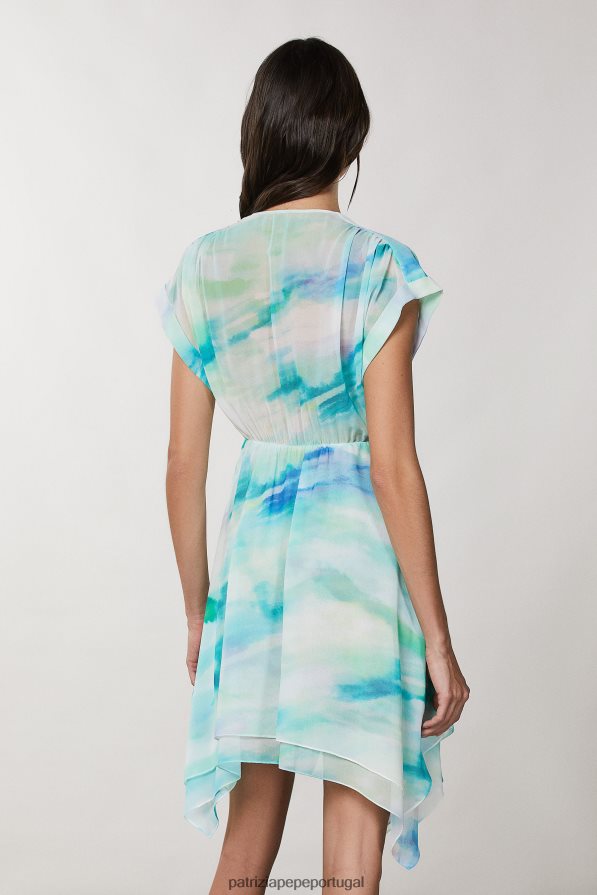 Patrizia Pepe mulheres vestido de chiffon assimétrico camu aquático vestuário TX086V199