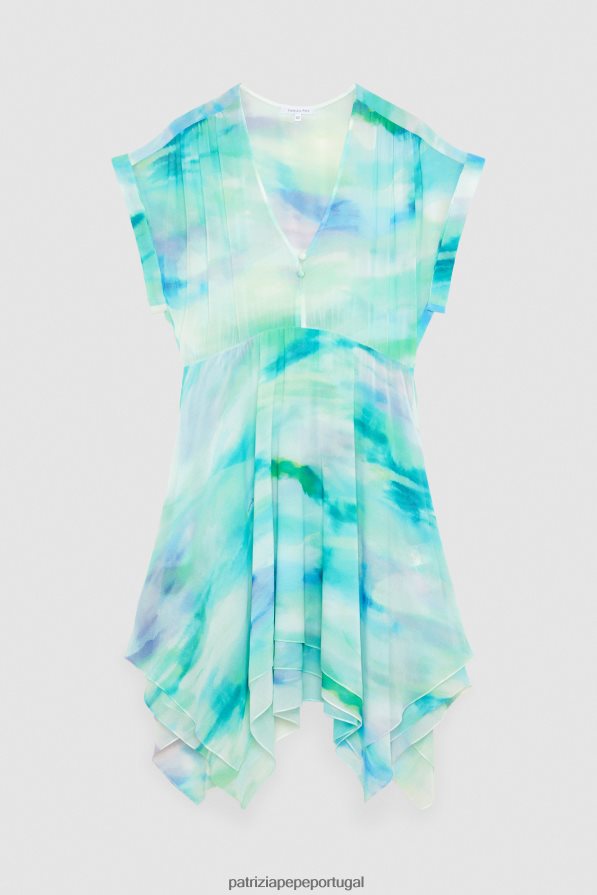 Patrizia Pepe mulheres vestido de chiffon assimétrico camu aquático vestuário TX086V199