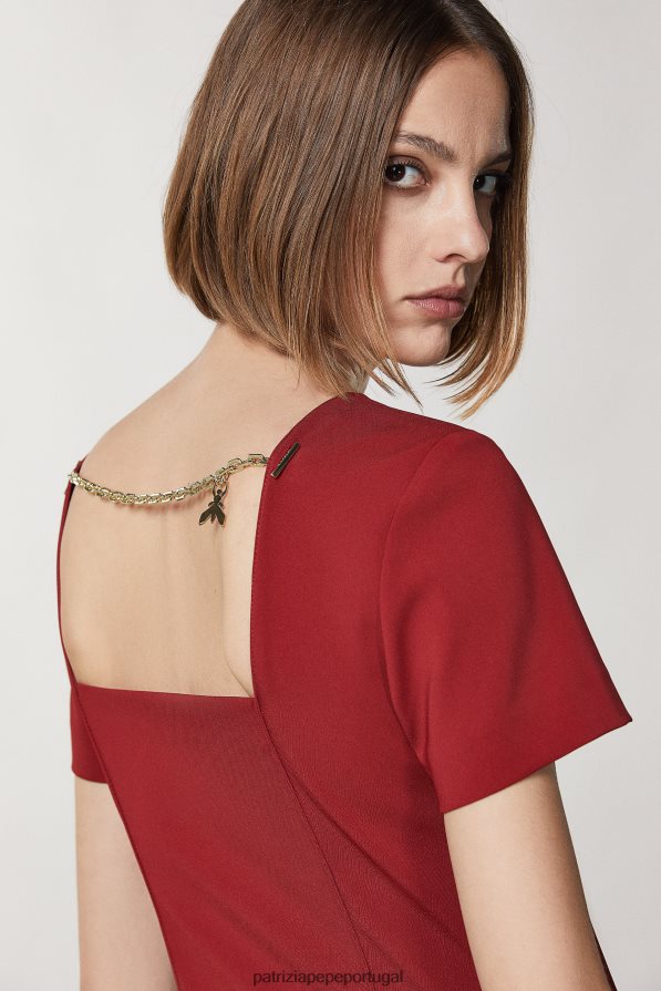 Patrizia Pepe mulheres vestido de crepe essencial vermelho marciano vestuário TX086V91
