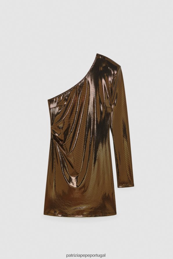 Patrizia Pepe mulheres vestido de jersey de um ombro só pixel marrom vestuário TX086V497