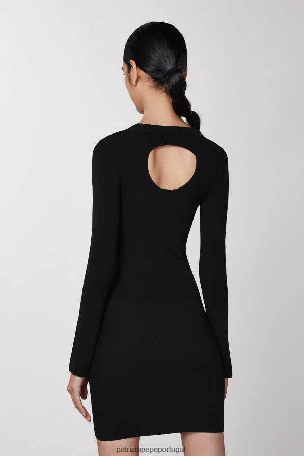 Patrizia Pepe mulheres vestido de malha canelada Nero vestuário TX086V438
