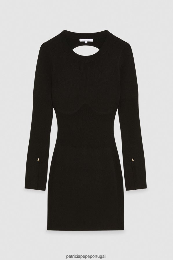 Patrizia Pepe mulheres vestido de malha canelada Nero vestuário TX086V438