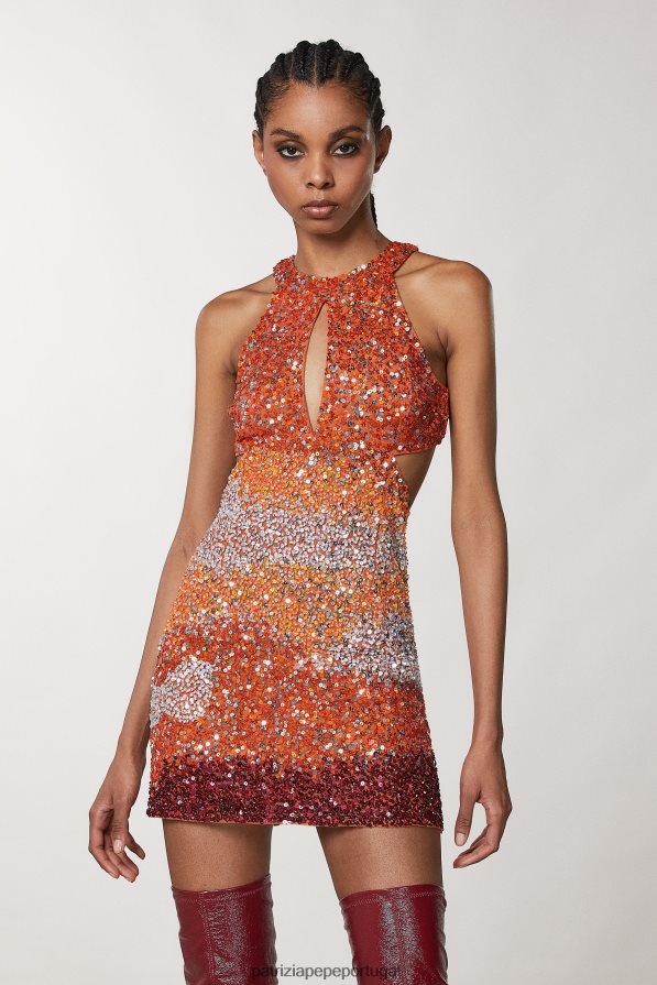 Patrizia Pepe mulheres vestido de tule bordado lantejoulas vermelhas marcianas vestuário TX086V77