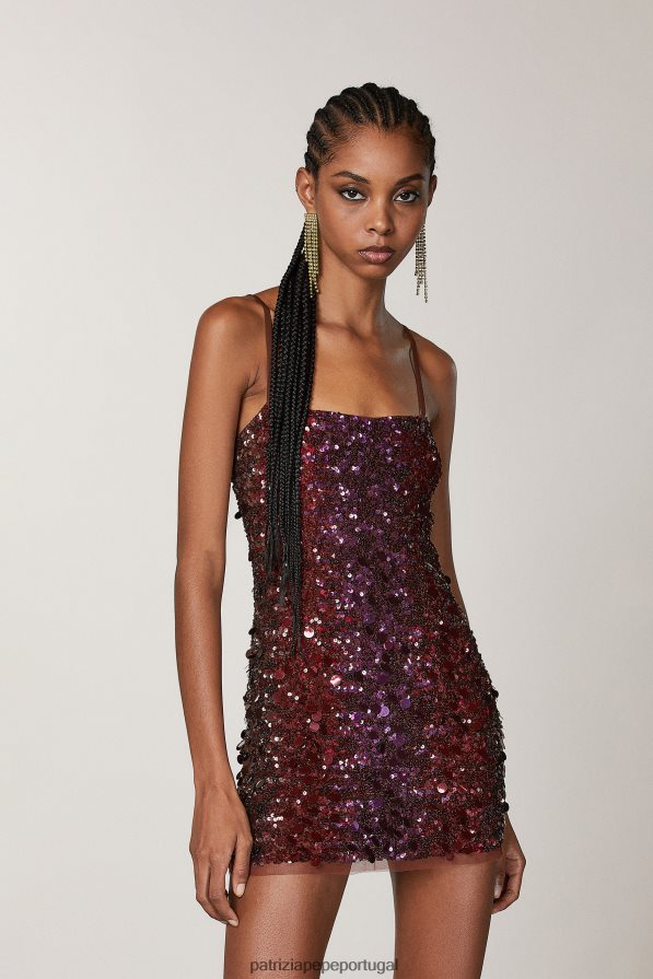 Patrizia Pepe mulheres vestido de viscose bordado orquídea marrom degradada vestuário TX086V523