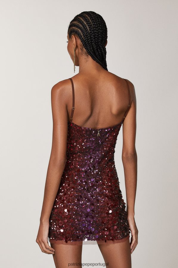 Patrizia Pepe mulheres vestido de viscose bordado orquídea marrom degradada vestuário TX086V523