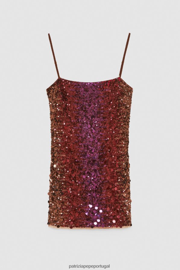 Patrizia Pepe mulheres vestido de viscose bordado orquídea marrom degradada vestuário TX086V523