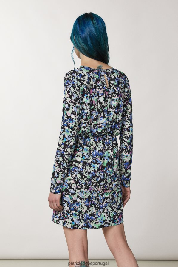Patrizia Pepe mulheres vestido elástico estampado flor verde azul vestuário TX086V132