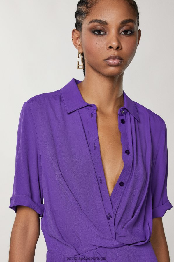 Patrizia Pepe mulheres vestido mini-camisa violeta sexy vestuário TX086V692