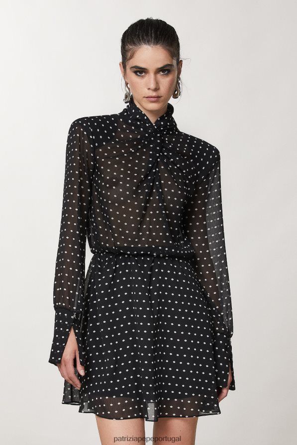 Patrizia Pepe mulheres vestido mini crepe pois preto vestuário TX086V32