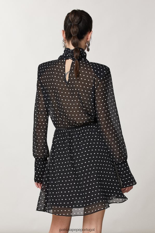 Patrizia Pepe mulheres vestido mini crepe pois preto vestuário TX086V32