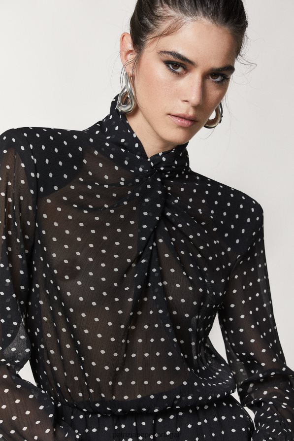 Patrizia Pepe mulheres vestido mini crepe pois preto vestuário TX086V32