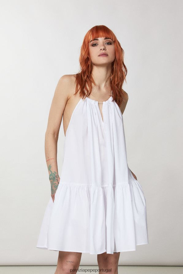 Patrizia Pepe mulheres vestido oversized essencial branco ótico vestuário TX086V367