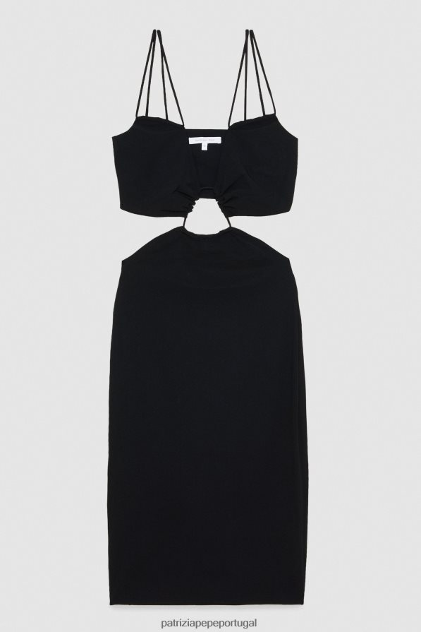 Patrizia Pepe mulheres vestido recortado essencial Nero vestuário TX086V292