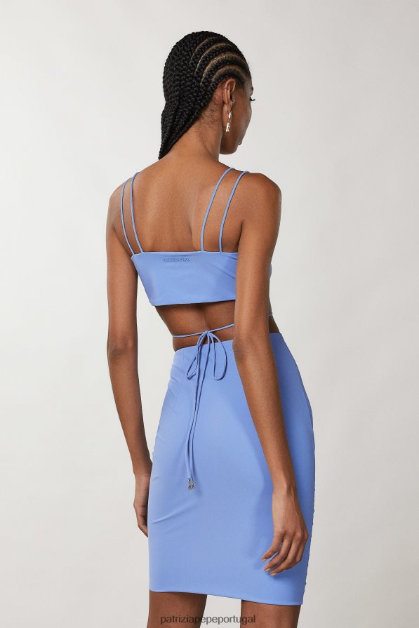 Patrizia Pepe mulheres vestido recortado essencial cerâmica azul vestuário TX086V191