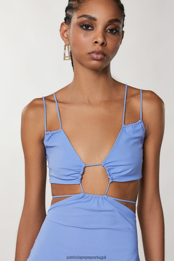 Patrizia Pepe mulheres vestido recortado essencial cerâmica azul vestuário TX086V191