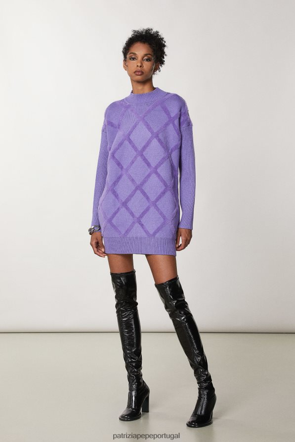 Patrizia Pepe mulheres vestido suéter de viscose violeta mineral vestuário TX086V657
